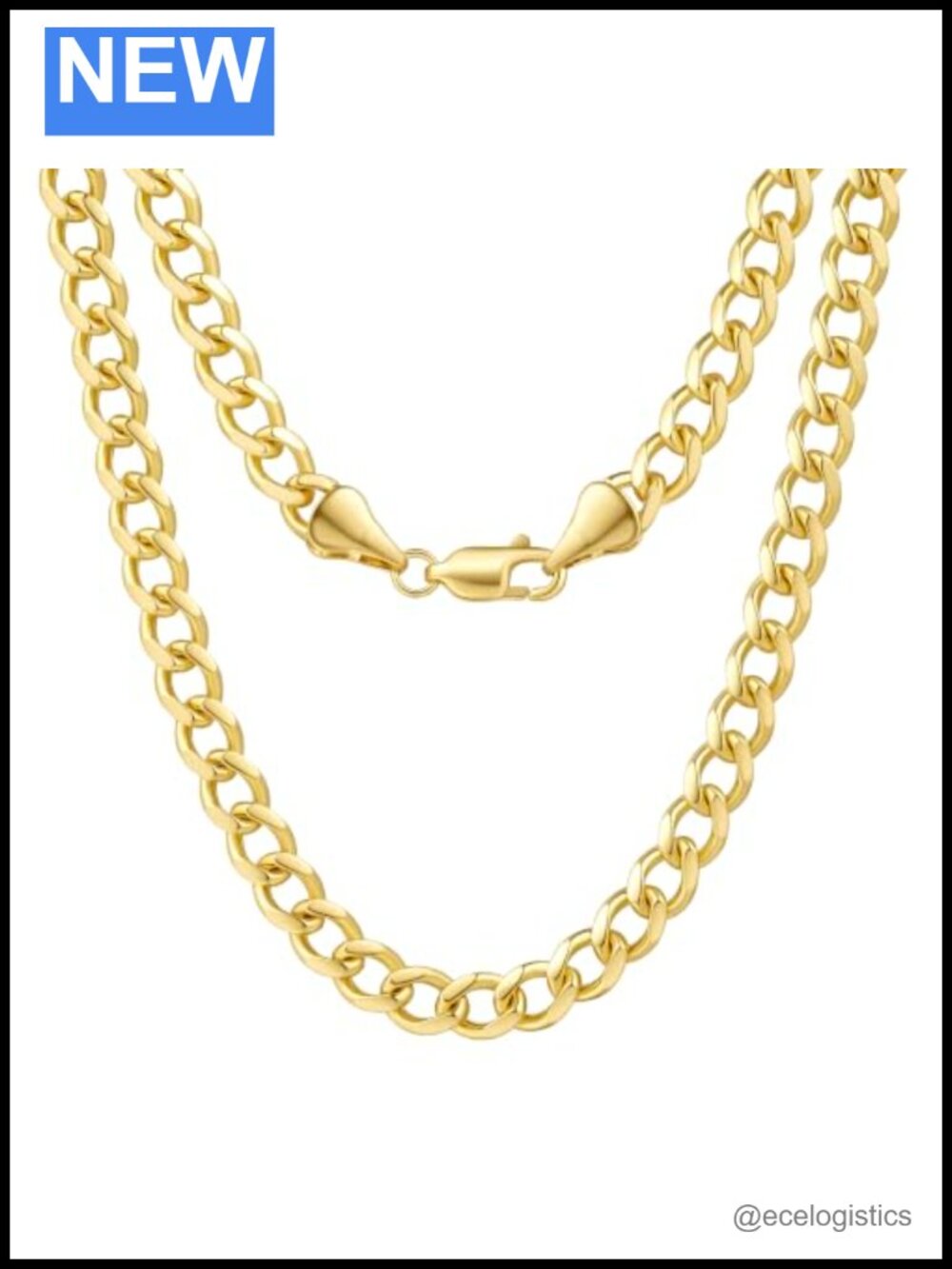 14K Gold Plated Cuban Link Chain Necklace 5mm 6mm Lobster Clasp